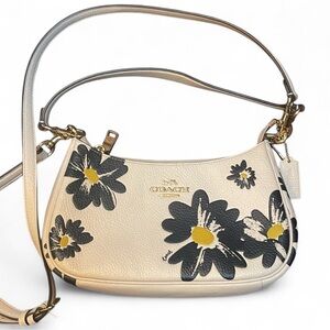 Coach Terri Cream and Black Floral Crossbody Bag